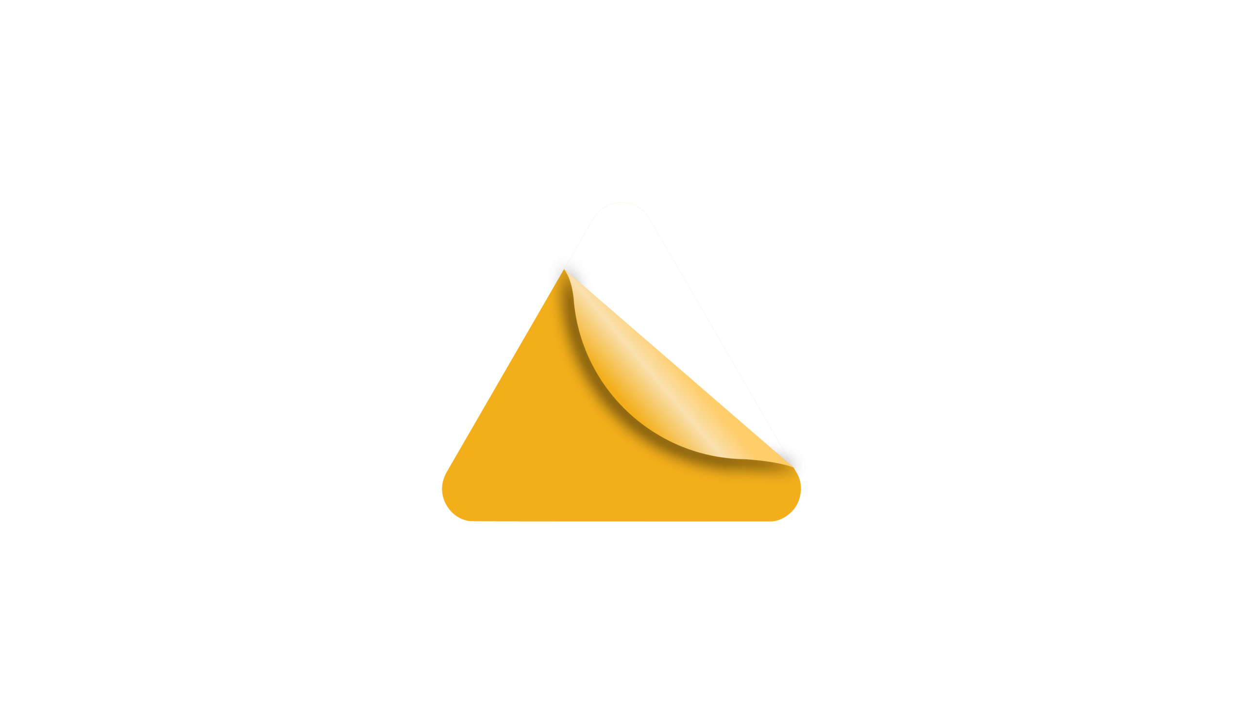 Orange triangle sticker peeling back